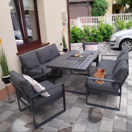 Komplet mebli tarasowych dla 8 osób - 2 sofy, 2 fotele i wysoki stół 160cm - Panaon Grande DG