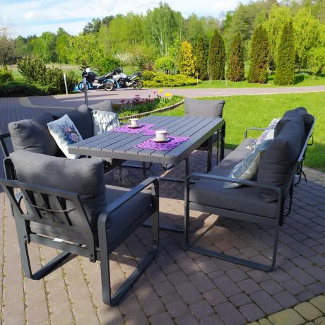 Komplet mebli tarasowych dla 8 osób - 2 sofy, 2 fotele i wysoki stół 160cm - Panaon Grande DG