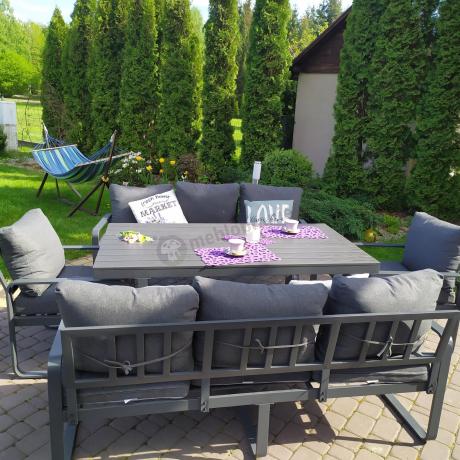 Komplet mebli tarasowych dla 8 osób - 2 sofy, 2 fotele i wysoki stół 160cm - Panaon Grande DG