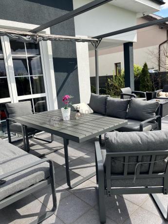 Komplet mebli tarasowych dla 8 osób - 2 sofy, 2 fotele i wysoki stół 160cm - Panaon Grande DG
