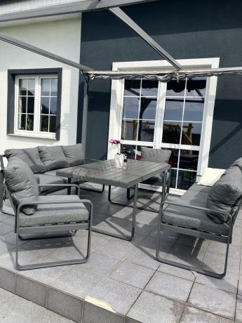 Komplet mebli tarasowych dla 8 osób - 2 sofy, 2 fotele i wysoki stół 160cm - Panaon Grande DG