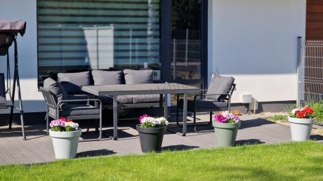 Komplet mebli tarasowych dla 8 osób - 2 sofy, 2 fotele i wysoki stół 160cm - Panaon Grande DG