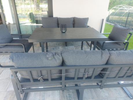 Komplet mebli tarasowych dla 8 osób - 2 sofy, 2 fotele i wysoki stół 160cm - Panaon Grande DG