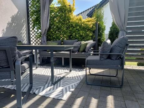 Komplet mebli tarasowych dla 8 osób - 2 sofy, 2 fotele i wysoki stół 160cm - Panaon Grande DG