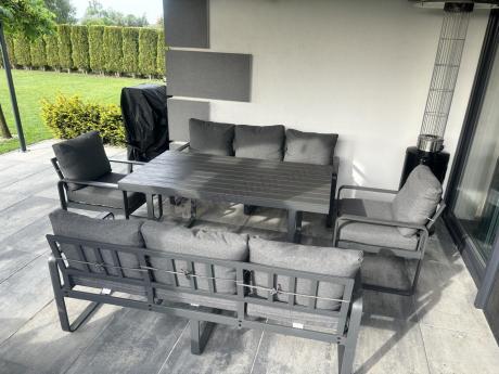 Komplet mebli tarasowych dla 8 osób - 2 sofy, 2 fotele i wysoki stół 160cm - Panaon Grande DG
