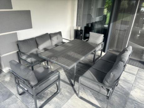 Komplet mebli tarasowych dla 8 osób - 2 sofy, 2 fotele i wysoki stół 160cm - Panaon Grande DG