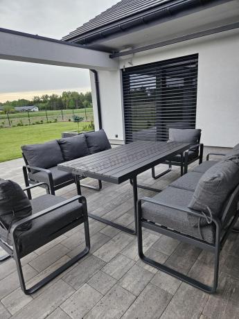 Komplet mebli tarasowych dla 8 osób - 2 sofy, 2 fotele i wysoki stół 160cm - Panaon Grande DG