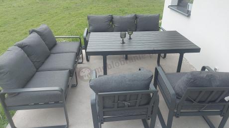 Komplet mebli tarasowych dla 8 osób - 2 sofy, 2 fotele i wysoki stół 160cm - Panaon Grande DG