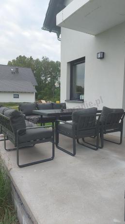 Komplet mebli tarasowych dla 8 osób - 2 sofy, 2 fotele i wysoki stół 160cm - Panaon Grande DG