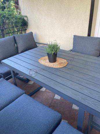 Komplet mebli tarasowych dla 8 osób - 2 sofy, 2 fotele i wysoki stół 160cm - Panaon Grande DG