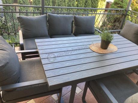 Komplet mebli tarasowych dla 8 osób - 2 sofy, 2 fotele i wysoki stół 160cm - Panaon Grande DG