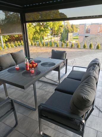 Komplet mebli tarasowych dla 8 osób - 2 sofy, 2 fotele i wysoki stół 160cm - Panaon Grande DG