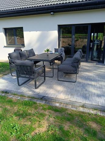 Komplet mebli tarasowych dla 8 osób - 2 sofy, 2 fotele i wysoki stół 160cm - Panaon Grande DG