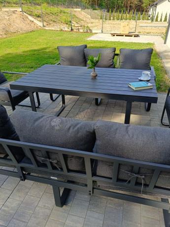 Komplet mebli tarasowych dla 8 osób - 2 sofy, 2 fotele i wysoki stół 160cm - Panaon Grande DG