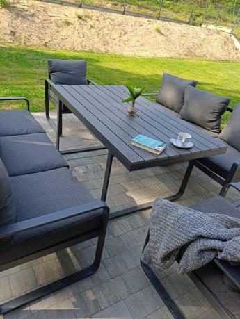 Komplet mebli tarasowych dla 8 osób - 2 sofy, 2 fotele i wysoki stół 160cm - Panaon Grande DG