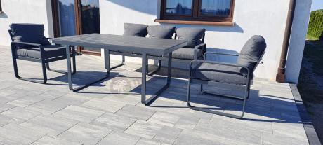 Komplet mebli tarasowych dla 8 osób - 2 sofy, 2 fotele i wysoki stół 160cm - Panaon Grande DG