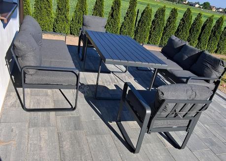 Komplet mebli tarasowych dla 8 osób - 2 sofy, 2 fotele i wysoki stół 160cm - Panaon Grande DG