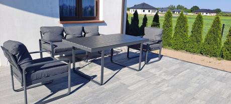 Komplet mebli tarasowych dla 8 osób - 2 sofy, 2 fotele i wysoki stół 160cm - Panaon Grande DG