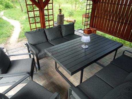 Komplet mebli tarasowych dla 8 osób - 2 sofy, 2 fotele i wysoki stół 160cm - Panaon Grande DG