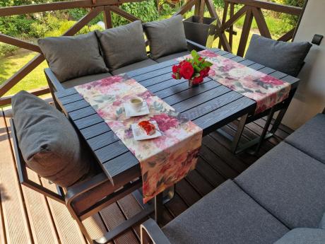 Komplet mebli tarasowych dla 8 osób - 2 sofy, 2 fotele i wysoki stół 160cm - Panaon Grande DG