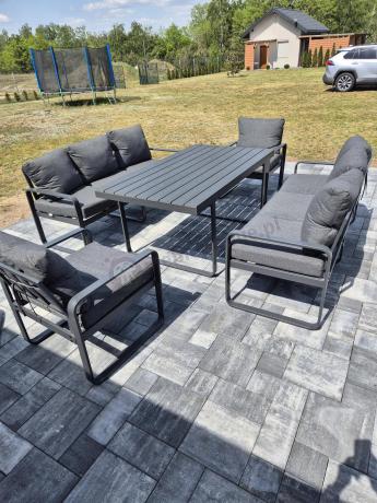 Komplet mebli tarasowych dla 8 osób - 2 sofy, 2 fotele i wysoki stół 160cm - Panaon Grande DG