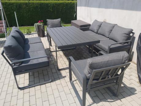 Komplet mebli tarasowych dla 8 osób - 2 sofy, 2 fotele i wysoki stół 160cm - Panaon Grande DG