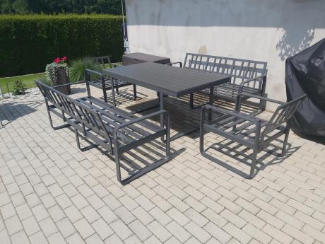 Komplet mebli tarasowych dla 8 osób - 2 sofy, 2 fotele i wysoki stół 160cm - Panaon Grande DG