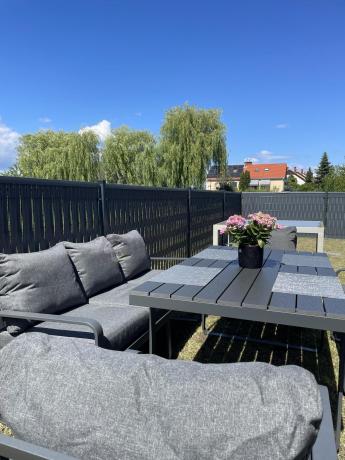 Komplet mebli tarasowych dla 8 osób - 2 sofy, 2 fotele i wysoki stół 160cm - Panaon Grande DG