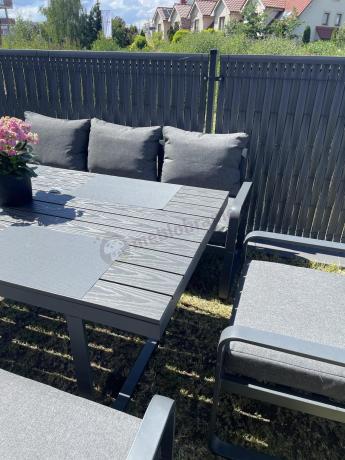 Komplet mebli tarasowych dla 8 osób - 2 sofy, 2 fotele i wysoki stół 160cm - Panaon Grande DG