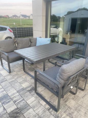 Komplet mebli tarasowych dla 8 osób - 2 sofy, 2 fotele i wysoki stół 160cm - Panaon Grande DG