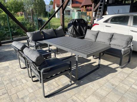 Komplet mebli tarasowych dla 8 osób - 2 sofy, 2 fotele i wysoki stół 160cm - Panaon Grande DG