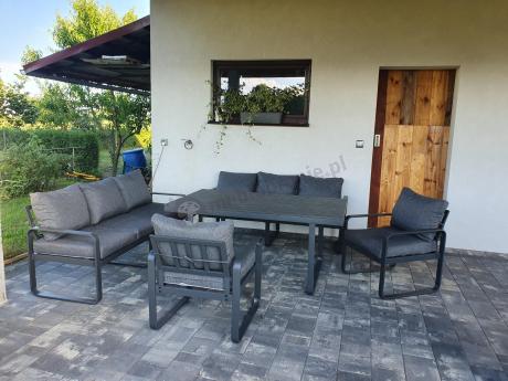 Komplet mebli tarasowych dla 8 osób - 2 sofy, 2 fotele i wysoki stół 160cm - Panaon Grande DG