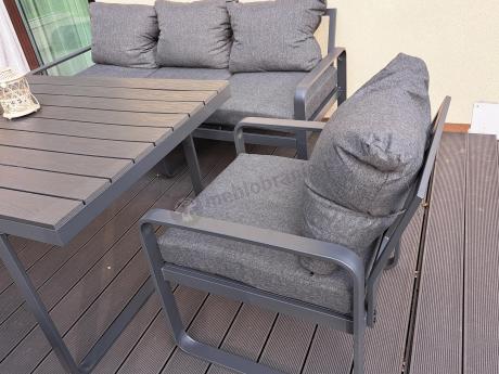 Komplet mebli tarasowych dla 8 osób - 2 sofy, 2 fotele i wysoki stół 160cm - Panaon Grande DG