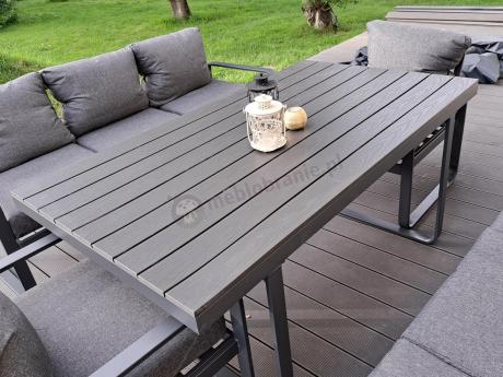 Komplet mebli tarasowych dla 8 osób - 2 sofy, 2 fotele i wysoki stół 160cm - Panaon Grande DG