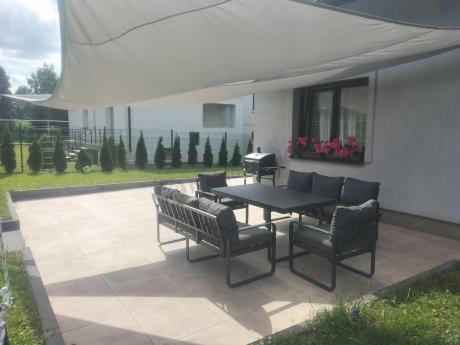 Komplet mebli tarasowych dla 8 osób - 2 sofy, 2 fotele i wysoki stół 160cm - Panaon Grande DG