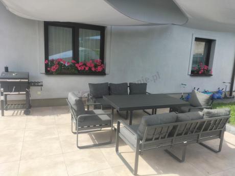 Komplet mebli tarasowych dla 8 osób - 2 sofy, 2 fotele i wysoki stół 160cm - Panaon Grande DG