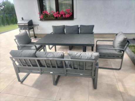 Komplet mebli tarasowych dla 8 osób - 2 sofy, 2 fotele i wysoki stół 160cm - Panaon Grande DG