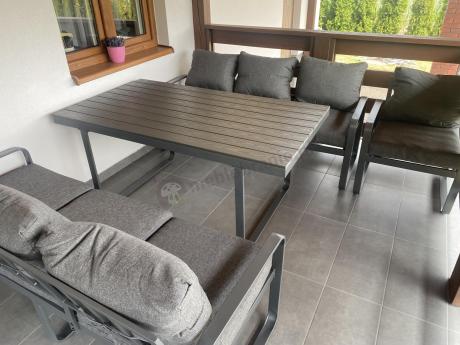 Komplet mebli tarasowych dla 8 osób - 2 sofy, 2 fotele i wysoki stół 160cm - Panaon Grande DG