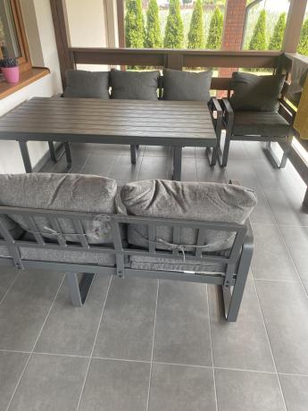 Komplet mebli tarasowych dla 8 osób - 2 sofy, 2 fotele i wysoki stół 160cm - Panaon Grande DG