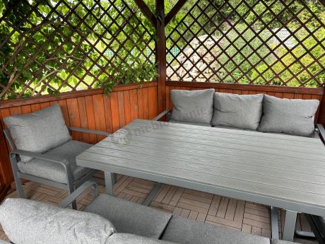 Komplet mebli tarasowych dla 8 osób - 2 sofy, 2 fotele i wysoki stół 160cm - Panaon Grande DG