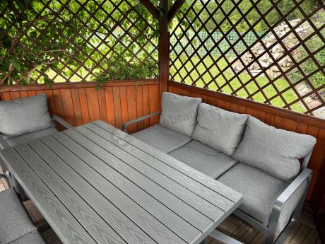 Komplet mebli tarasowych dla 8 osób - 2 sofy, 2 fotele i wysoki stół 160cm - Panaon Grande DG