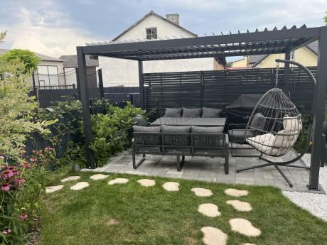 Komplet mebli tarasowych dla 8 osób - 2 sofy, 2 fotele i wysoki stół 160cm - Panaon Grande DG