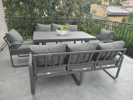 Komplet mebli tarasowych dla 8 osób - 2 sofy, 2 fotele i wysoki stół 160cm - Panaon Grande DG