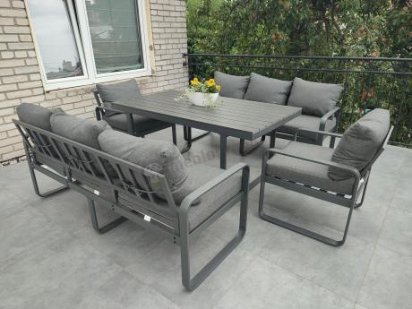 Komplet mebli tarasowych dla 8 osób - 2 sofy, 2 fotele i wysoki stół 160cm - Panaon Grande DG