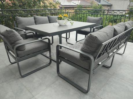 Komplet mebli tarasowych dla 8 osób - 2 sofy, 2 fotele i wysoki stół 160cm - Panaon Grande DG