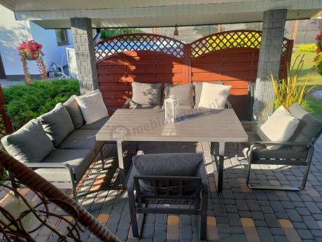 Komplet mebli tarasowych dla 8 osób - 2 sofy, 2 fotele i wysoki stół 160cm - Panaon Grande DG