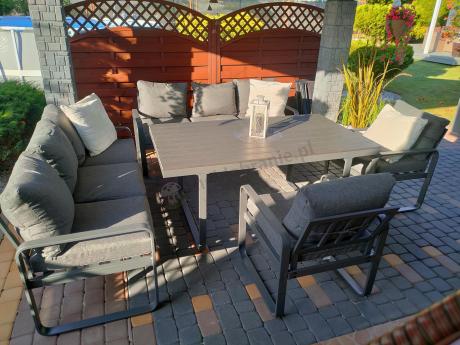 Komplet mebli tarasowych dla 8 osób - 2 sofy, 2 fotele i wysoki stół 160cm - Panaon Grande DG