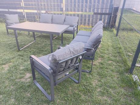 Komplet mebli tarasowych dla 8 osób - 2 sofy, 2 fotele i wysoki stół 160cm - Panaon Grande DG