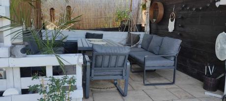 Komplet mebli tarasowych dla 8 osób - 2 sofy, 2 fotele i wysoki stół 160cm - Panaon Grande DG