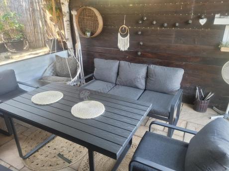 Komplet mebli tarasowych dla 8 osób - 2 sofy, 2 fotele i wysoki stół 160cm - Panaon Grande DG